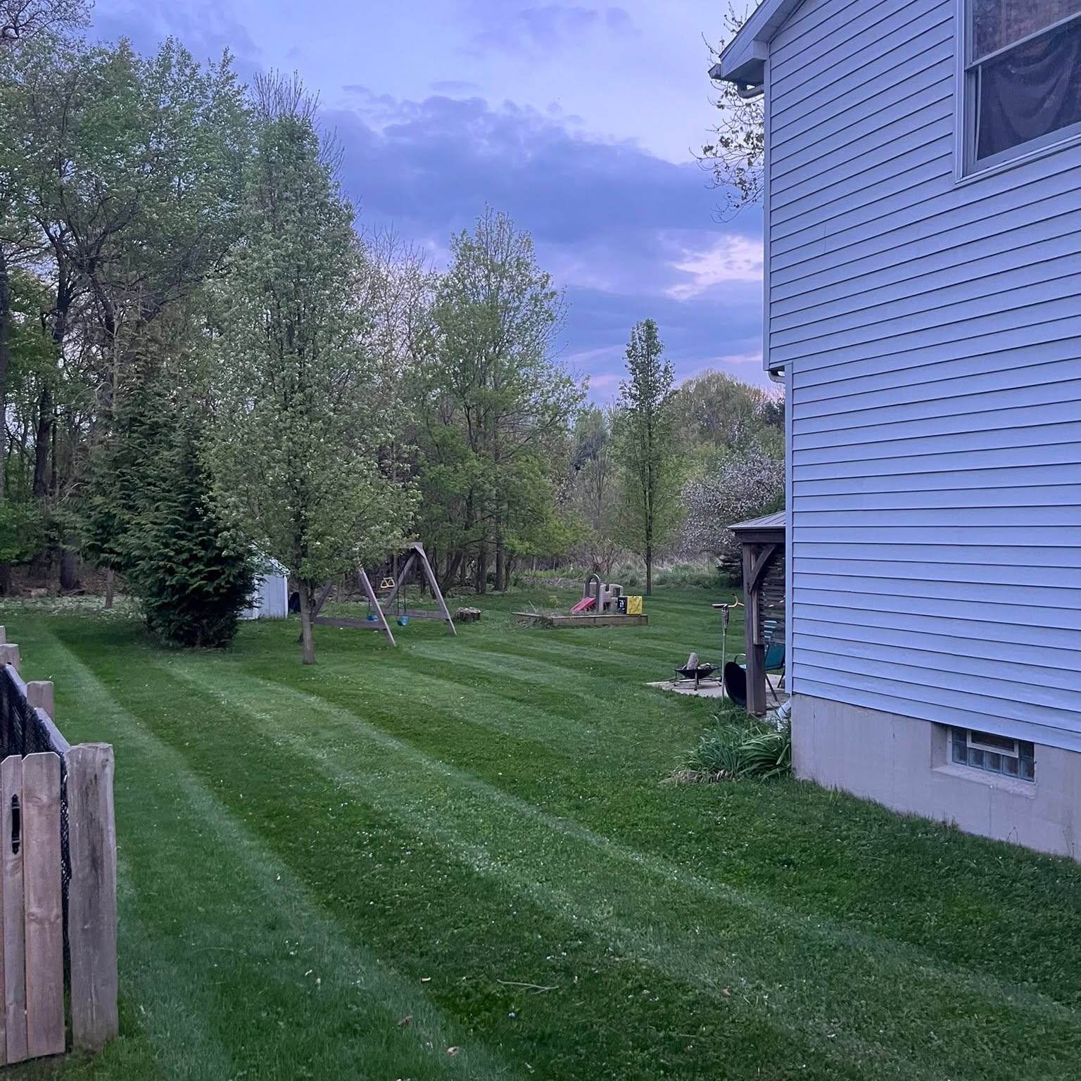Freshly mowed residential lawn mid-Michigan