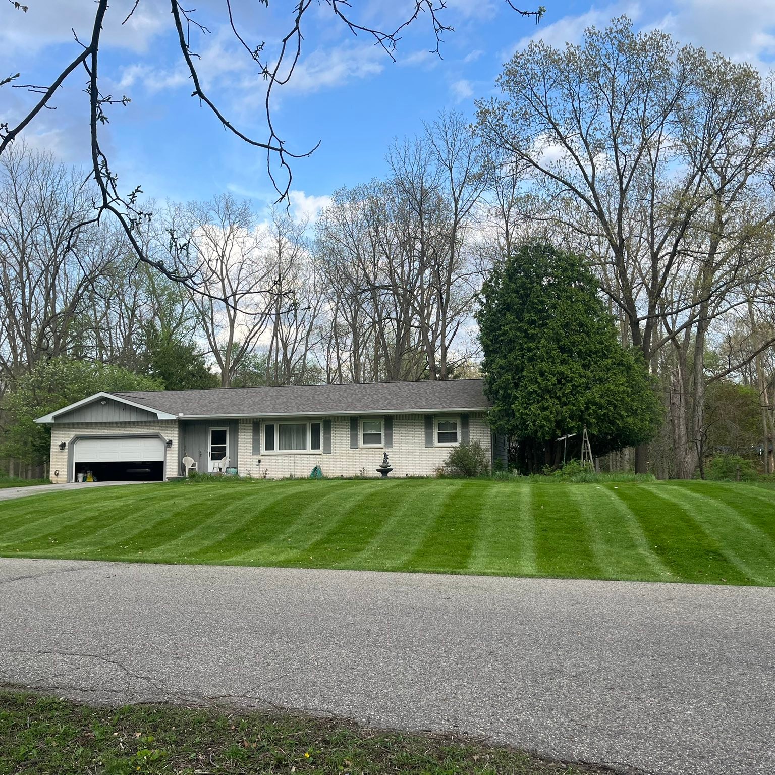 Mowing stripes residential yard Haslett